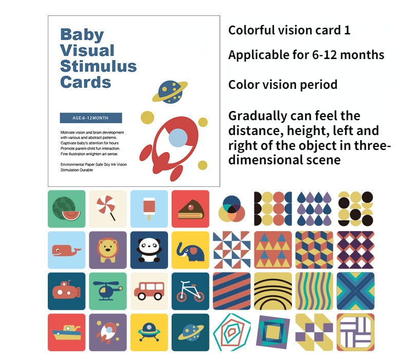 Montessori Black and White High Contrast Baby Visual Simulation Flash Cards - Kiddzland