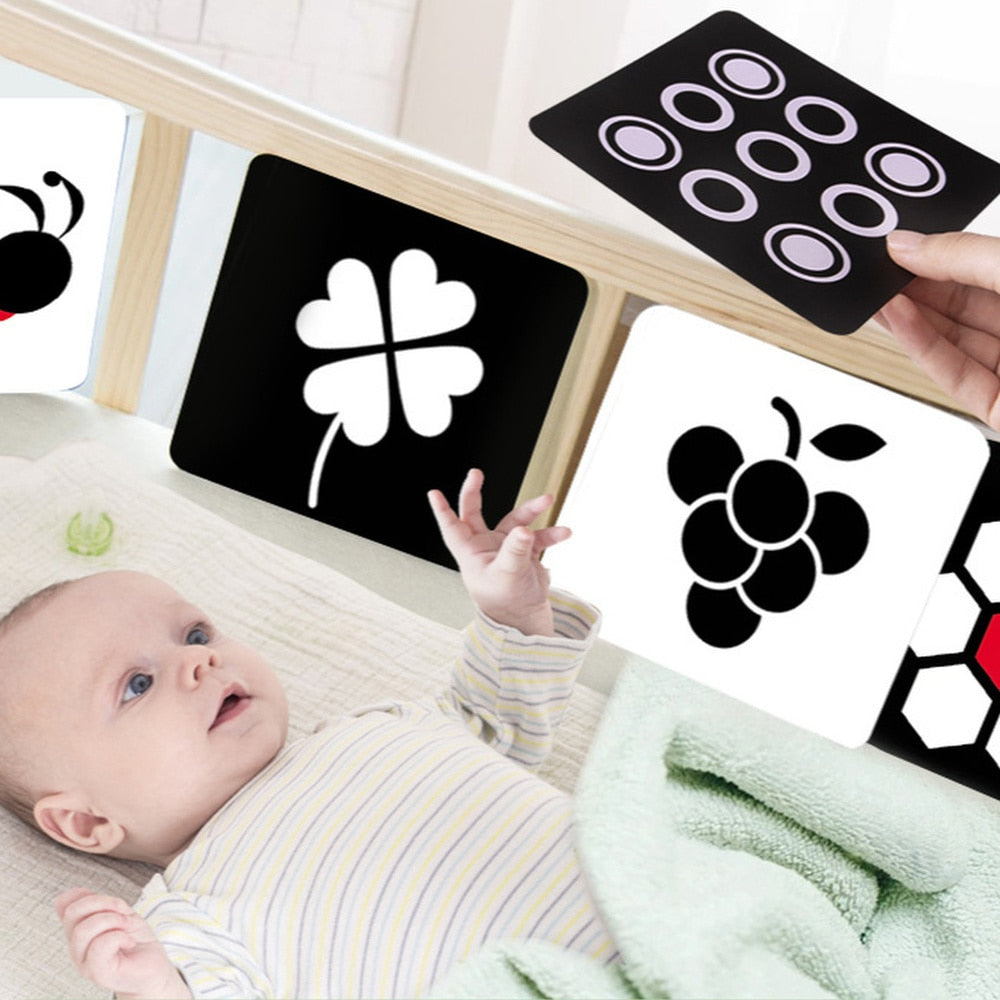 Montessori Black and White High Contrast Baby Visual Simulation Flash Cards - Kiddzland