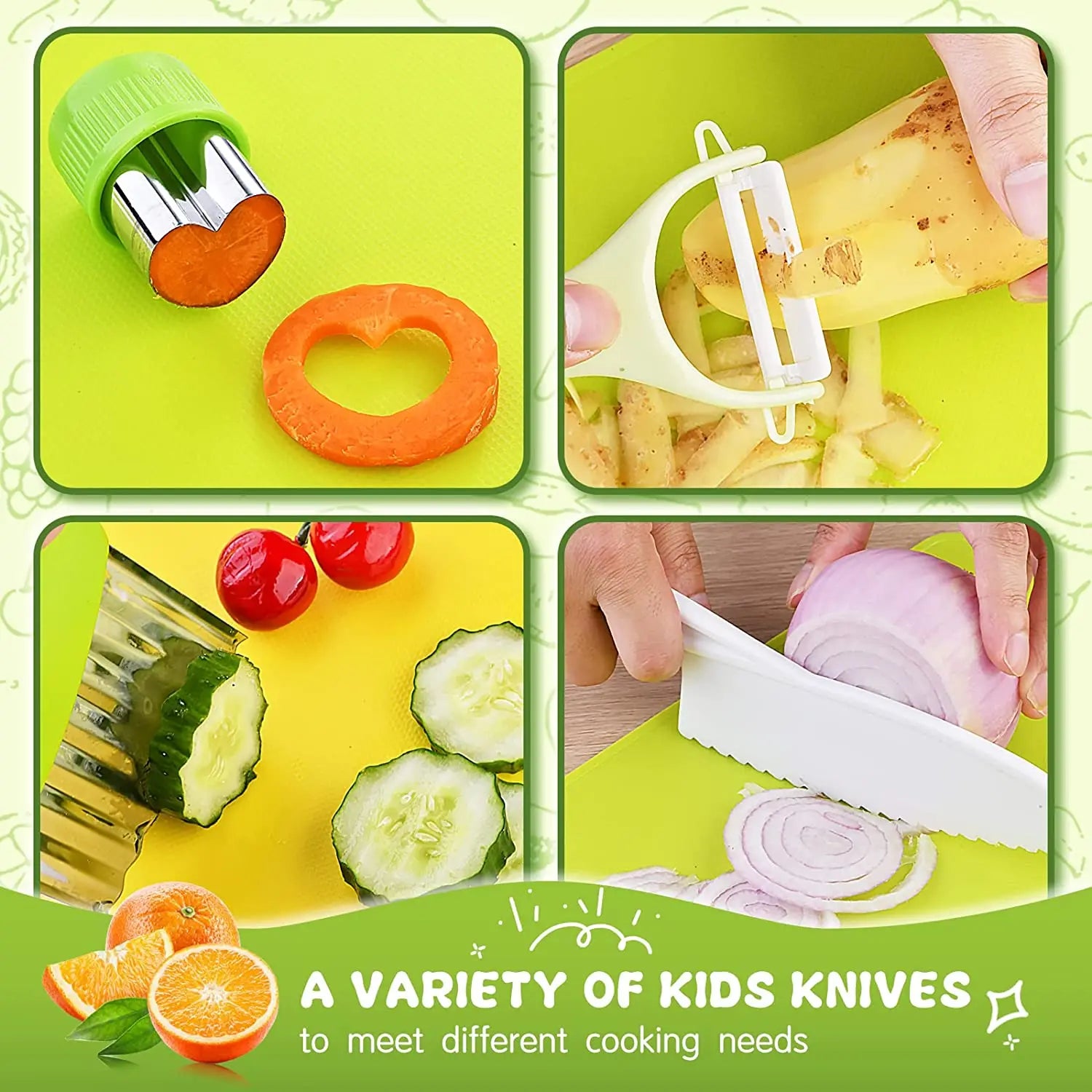 13 Pieces Montessori Kitchen Cooking Sets Real-Toddler Safe Knives Set - Kiddzland