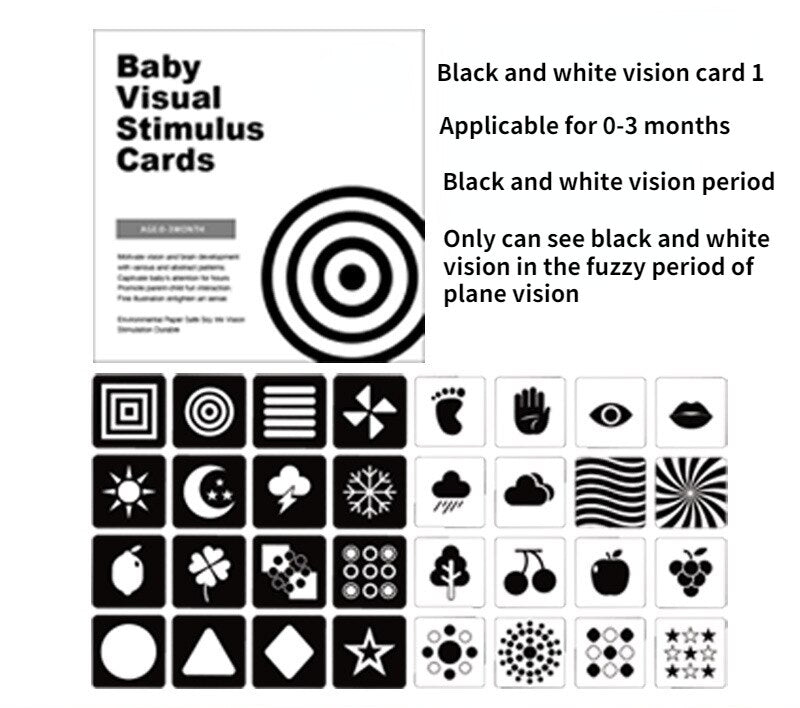 Montessori Black and White High Contrast Baby Visual Simulation Flash Cards - Kiddzland